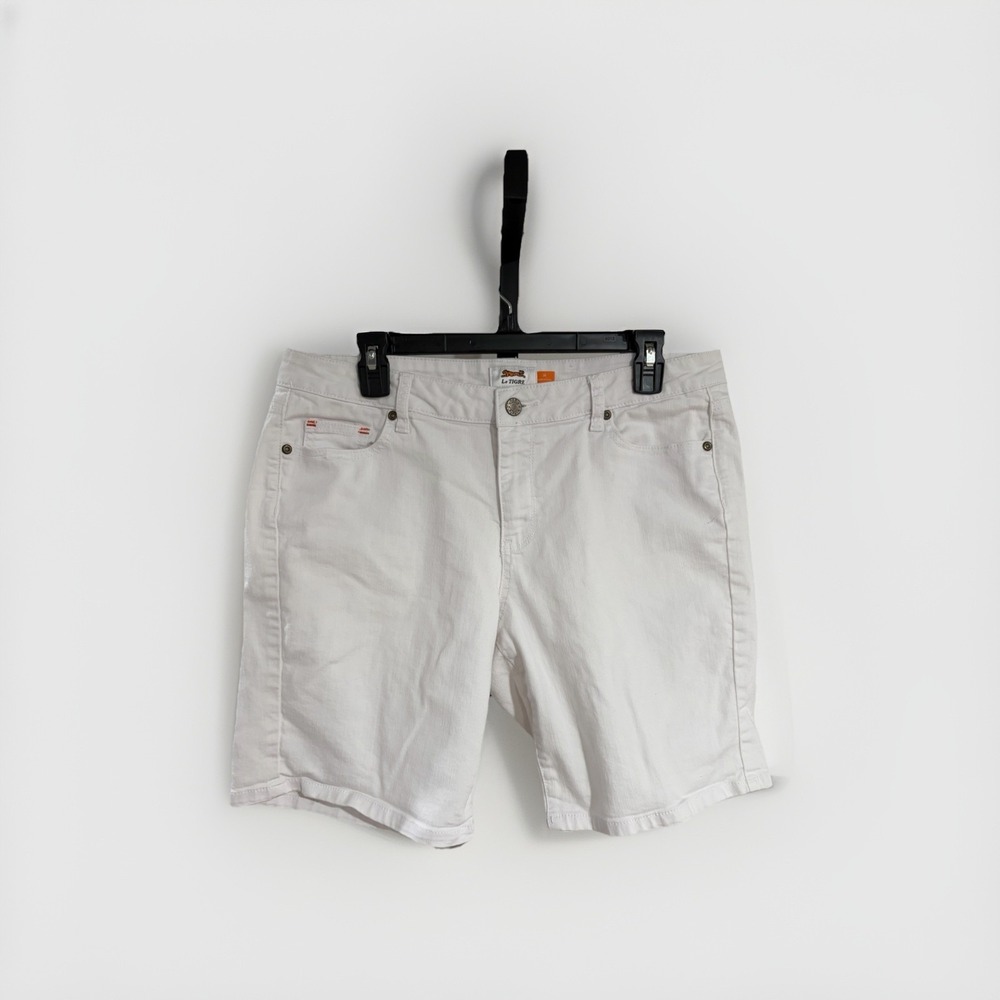Le TIGRE womens WHITE designer‎ short denim jeans stetch sz 14 EUC C68